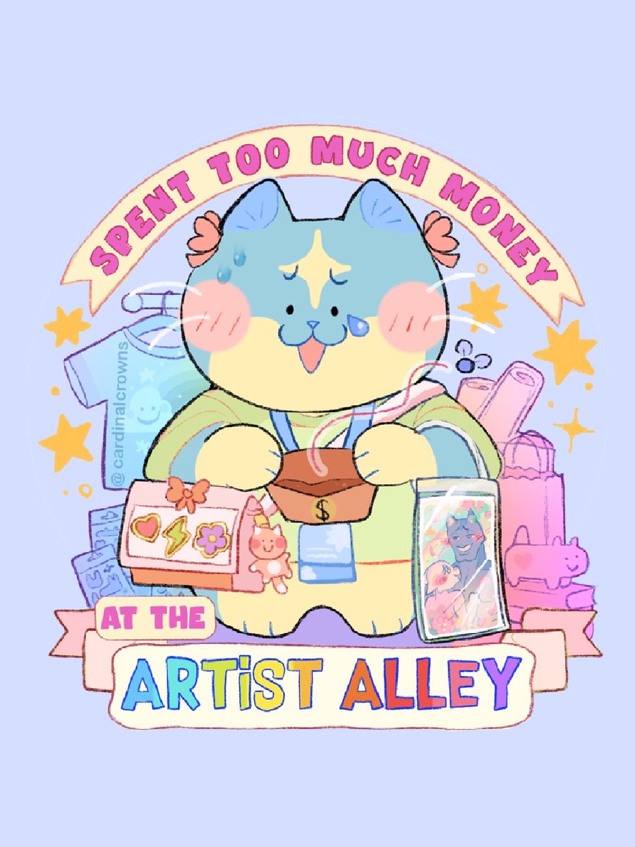 cardinalcrowns's tweet photo. Toooootally not speaking from experience 👀 I just love supporting artists!!! What can I say!!! 

This silly sticker is now available for purchase at my shop ʕ •ᴥ•ʔ 🩷🫶

#artistalley #comiccon #artistalleybooth #smallbusinesslove #artistalleytable https://t.co/NP8iNZZpXy