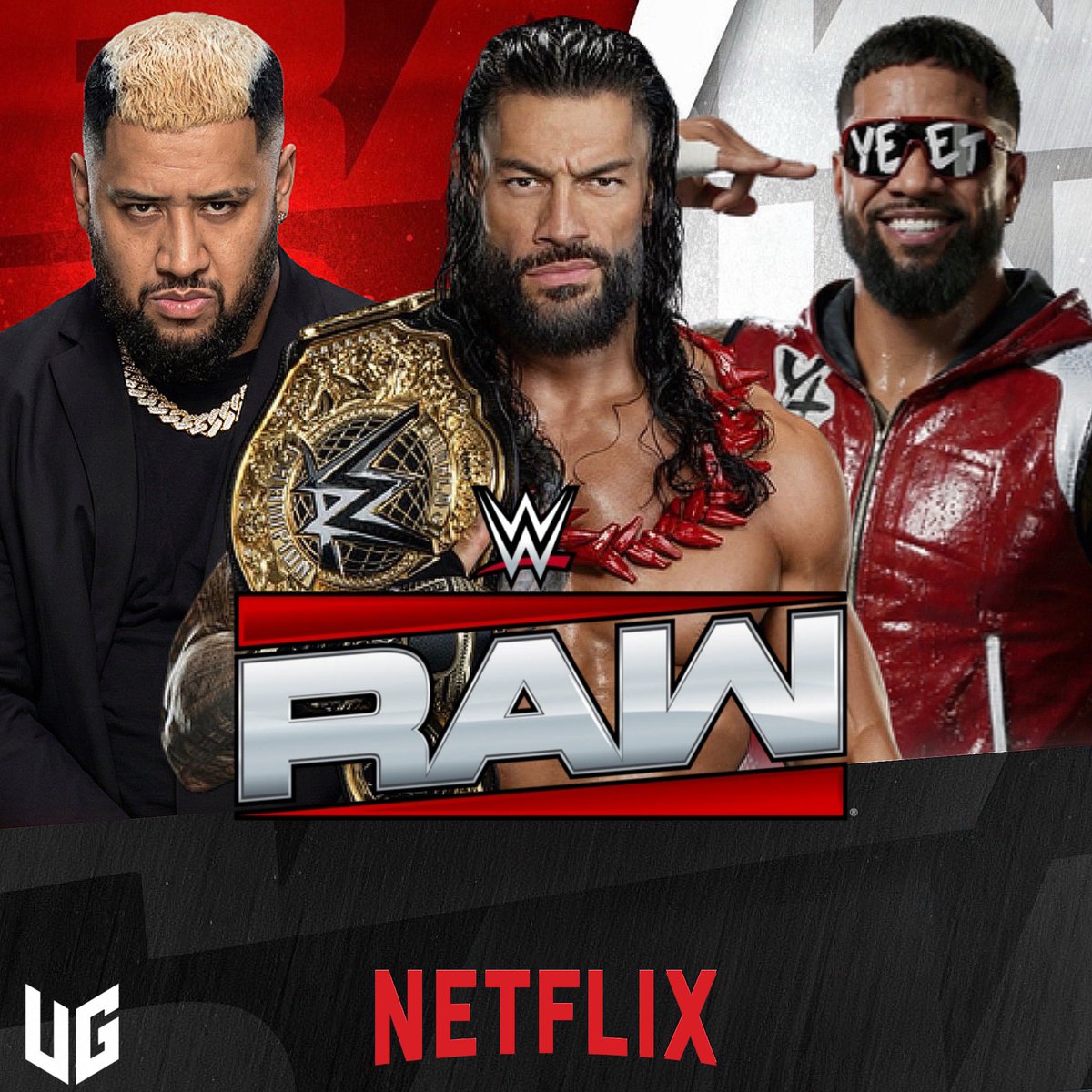 WrestleGraphic's tweet photo. جاي أوسو &amp; رومان رينز &amp; سولو سيكوا

لحظة مرتقبة الليلة في عرض راو، حيث يستعد جاي أوسو لتسليم سولو سيكوا إلى رومان رينز والاعتراف به.

📅 الثلاثاء، 18 أغسطس
🕒 3:00 ص بتوقيت مكة المكرمة 🇸🇦

#WWE | #WWERaw https://t.co/x9bbP4bN7E