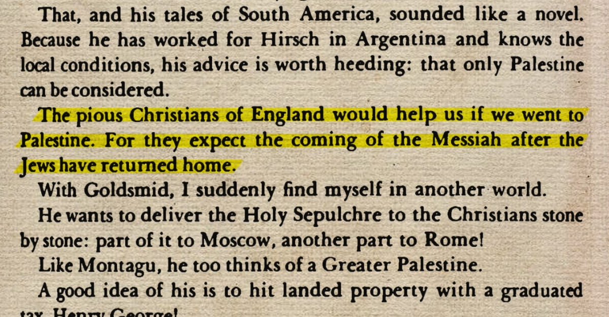 Ehrenkrieg2's tweet photo. Regarding gentiles being used in elaborate conspiracies to create the Israeli state, it is far simpler.

Theodore Herzl, the founder of modern political Zionism, wrote in his diary in 1896 that he did not plan for a war to establish the Israeli state; rather, he expected white Christians would just simply help them build it because if fulfills biblical prophecy and the delusional anticipation of the second coming. 

This is why Christianity itself is the ultimate controlled opposition within the Jewish framework, not National Socialism.