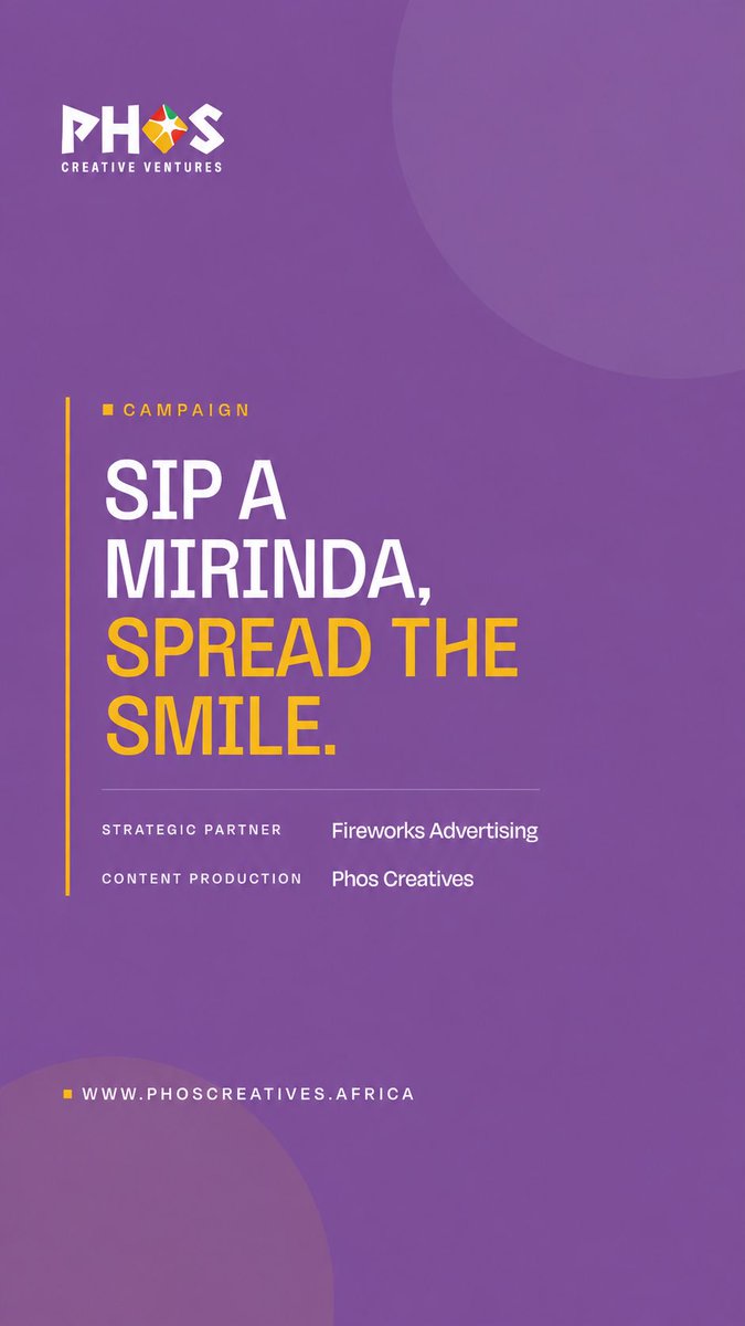 phos_creatives's tweet photo. The World Needs A Lot More Smiles. 
Sip a Mirinda, Spread the Smile
In collaboration with @fwxUganda, @phos_creatives set out to create an influencer - led digital activation for the "Sip a Mirinda, Spread the Smile" campaign. 
Check out our playlist: https://t.co/tq9oBG9RUW https://t.co/mKJbRsFNAY