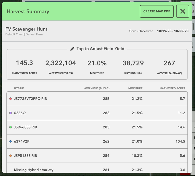 fieldviewhelp's tweet photo. Activity Summary Reports in FieldView™ Cab App

Summary reports can be viewed on the FieldView™ Cab app which give an overview of data for the field.

- Planting Summary Reports
- Application Summary Reports
- Harvest Summary Reports

https://t.co/SCjqnoedps https://t.co/gy8V8msYvI