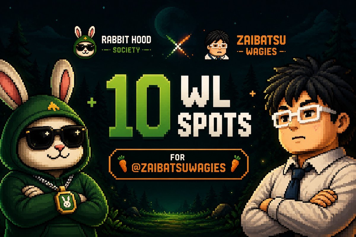 RabbithoodHQ's tweet photo. Bad news: you still have work tomorrow. 💀

Good news: 10 WL spots are heading to @ZaibatsuWagies.

Welcome to the burrow, Wagies. 🐰🥕 https://t.co/EYcoctzV79