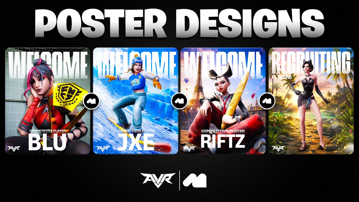 amamba_dzn's tweet photo. Recent Fortnite Poster Designs for:
@AvoraFN 
ALL support is appreciated! 💚 https://t.co/pvhG3YOfG4