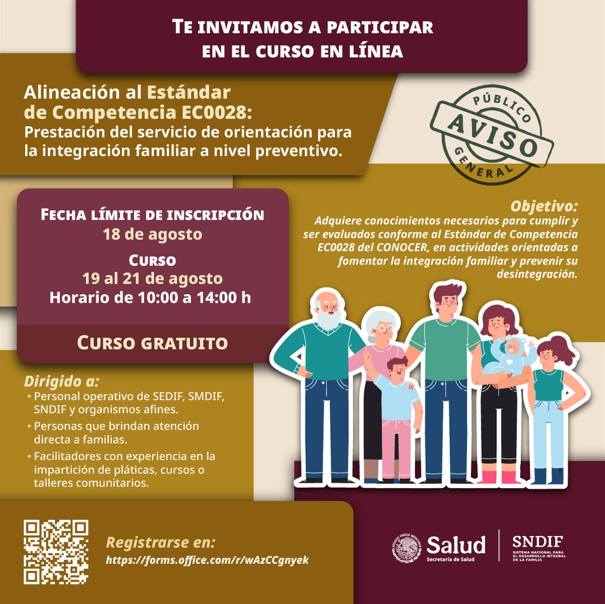 DIF_NMX's tweet photo. ¿Brindas atención y orientación familiar? 

Prepárate para la certificación con el curso en línea "Alineación al Estándar de Competencia EC0028" del #SNDIF. 

➡ Registro: https://t.co/FDX9XgKBfz 
🚨 Fecha límite de inscripción: 18 de agosto 

#DIFNacionalTransforma https://t.co/c1cn4qSpkr