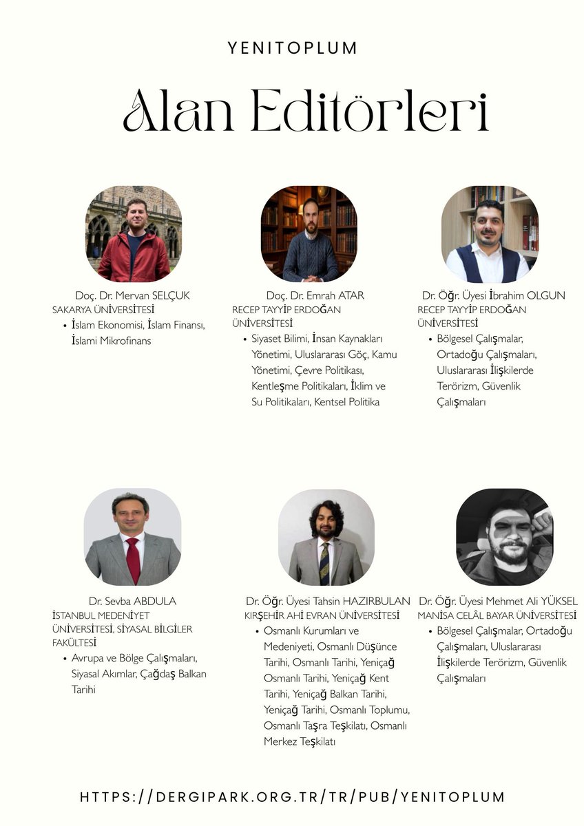 yenitoplumdergi's tweet photo. Alan Editörlüğü sürecinde görev alan hocalarımızı tanımaya devam ediyoruz. Detaylı bilgi için görseli inceleyebilirsiniz.
@kamurangokdag @Selimcerrah @abdulkadimacit @Cihannumader https://t.co/58ea6P6A2f