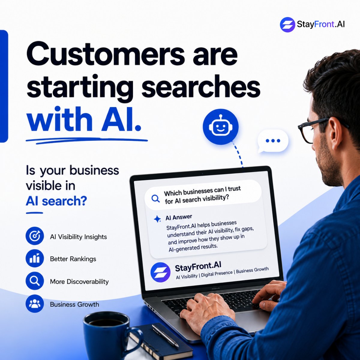 StayFrontAI's tweet photo. Your next customer may search with AI before Google.

Is your business showing up in AI answers?

https://t.co/lTdPesvBtQ measures AI visibility, finds gaps, and shows what to improve.

Be visible. Be chosen.

#AIVisibility #AISearch #AISEO #StayFrontAI https://t.co/1G77y9yWg8