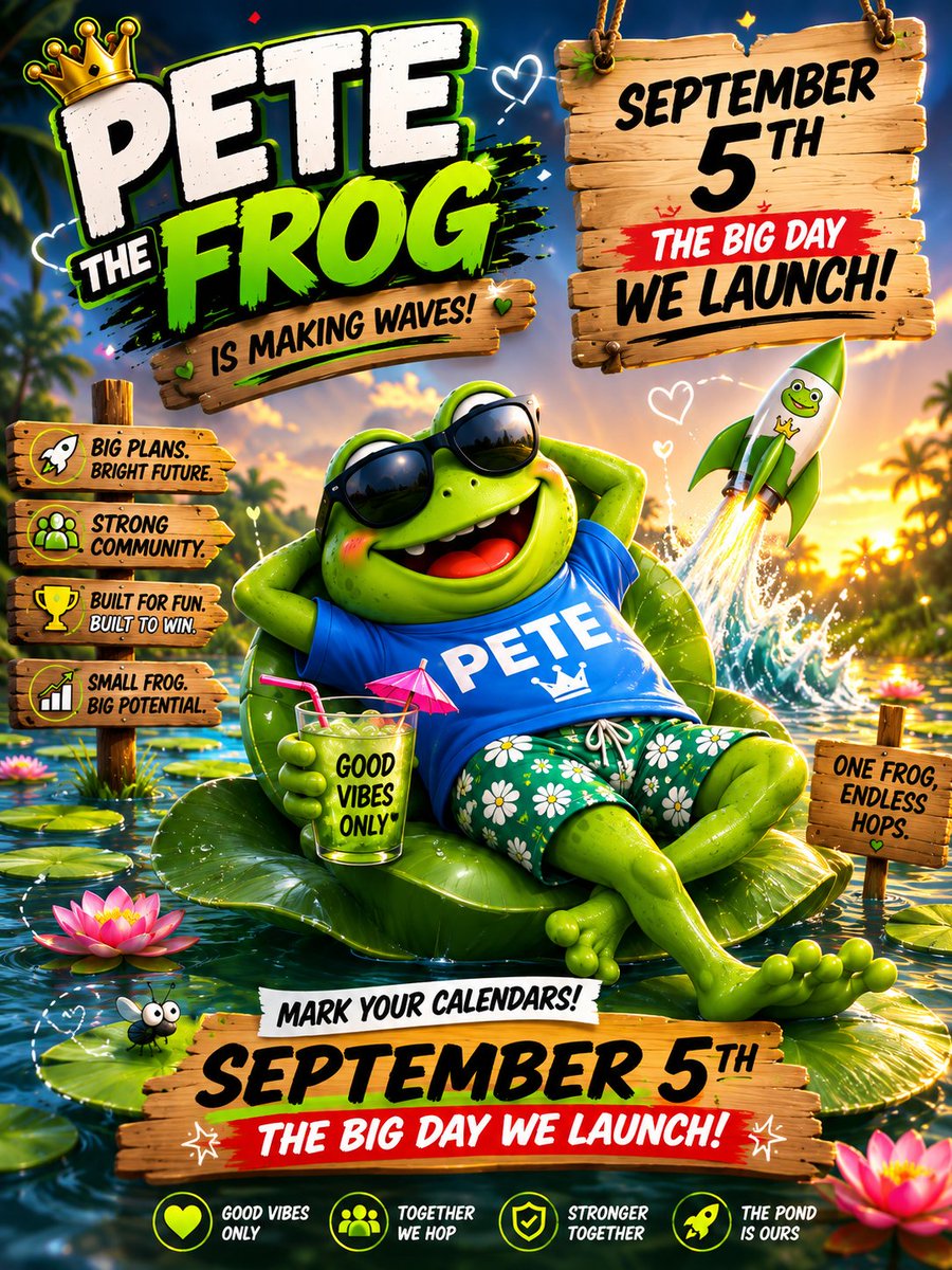 NIMSON027's tweet photo. The @Petethefrogcoin is here cooking something big 🔥 
The culture has just began. September 5th here we gooo ❤️‍🔥❤️‍🔥 https://t.co/pBZibYUaBn