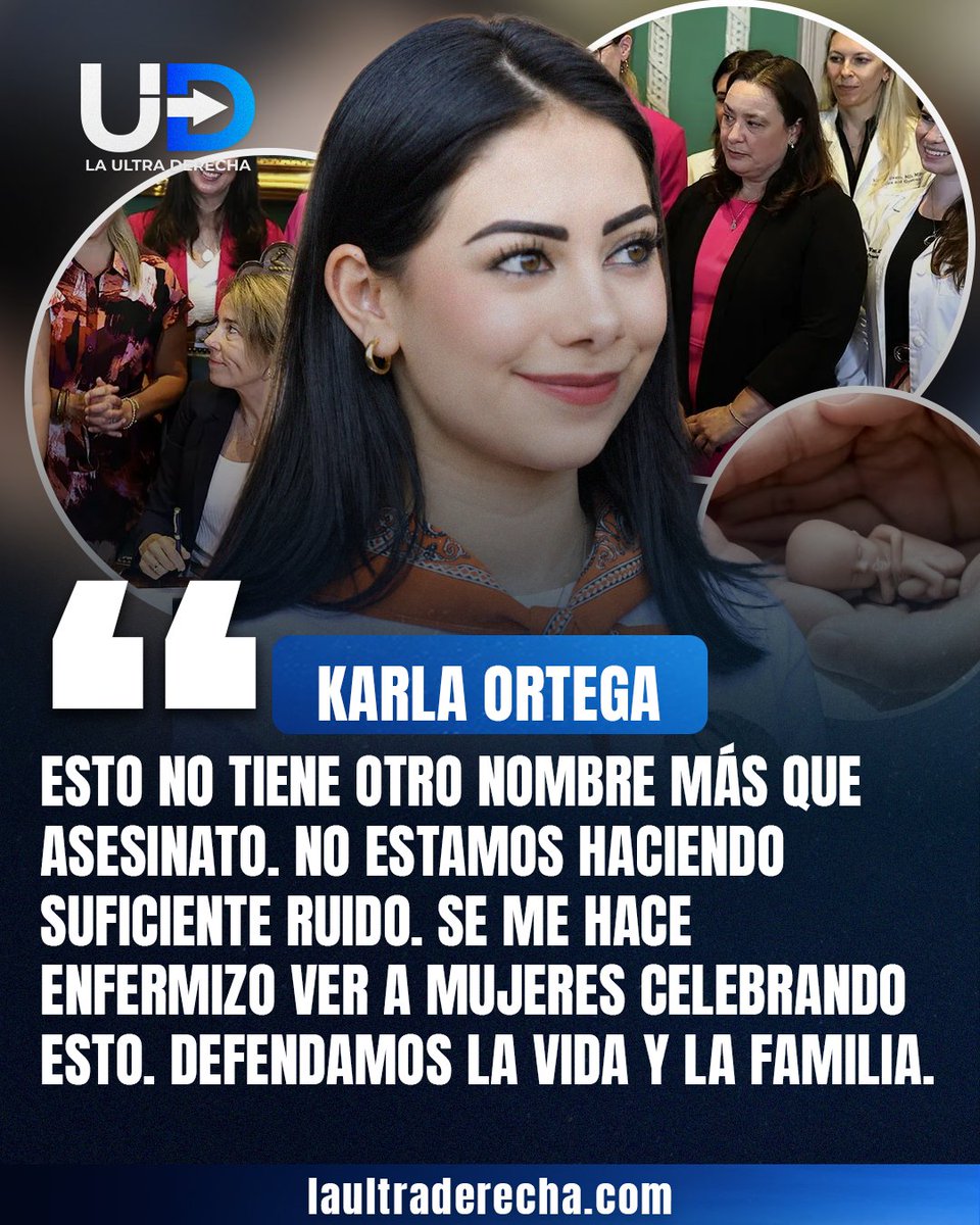 LUltraDerecha's tweet photo. ✝️|🚨|🔥#VIRAL ¡ALZA LA VOZ POR LA VIDA! La influencer católica Karla Ortega Beristain se lanzó contra la nueva ley de Massachusetts, firmada por la gobernadora Maura Healey, que amplía el acceso al aborto después de las 24 semanas de embarazo.

La reforma eliminó las causales médicas específicas que establecía la legislación y dejó la decisión basada en el juicio profesional del médico. Karla hizo un llamado a hablar más sobre lo que está ocurriendo: nunca es suficiente cuando se trata de defender la vida y la familia.