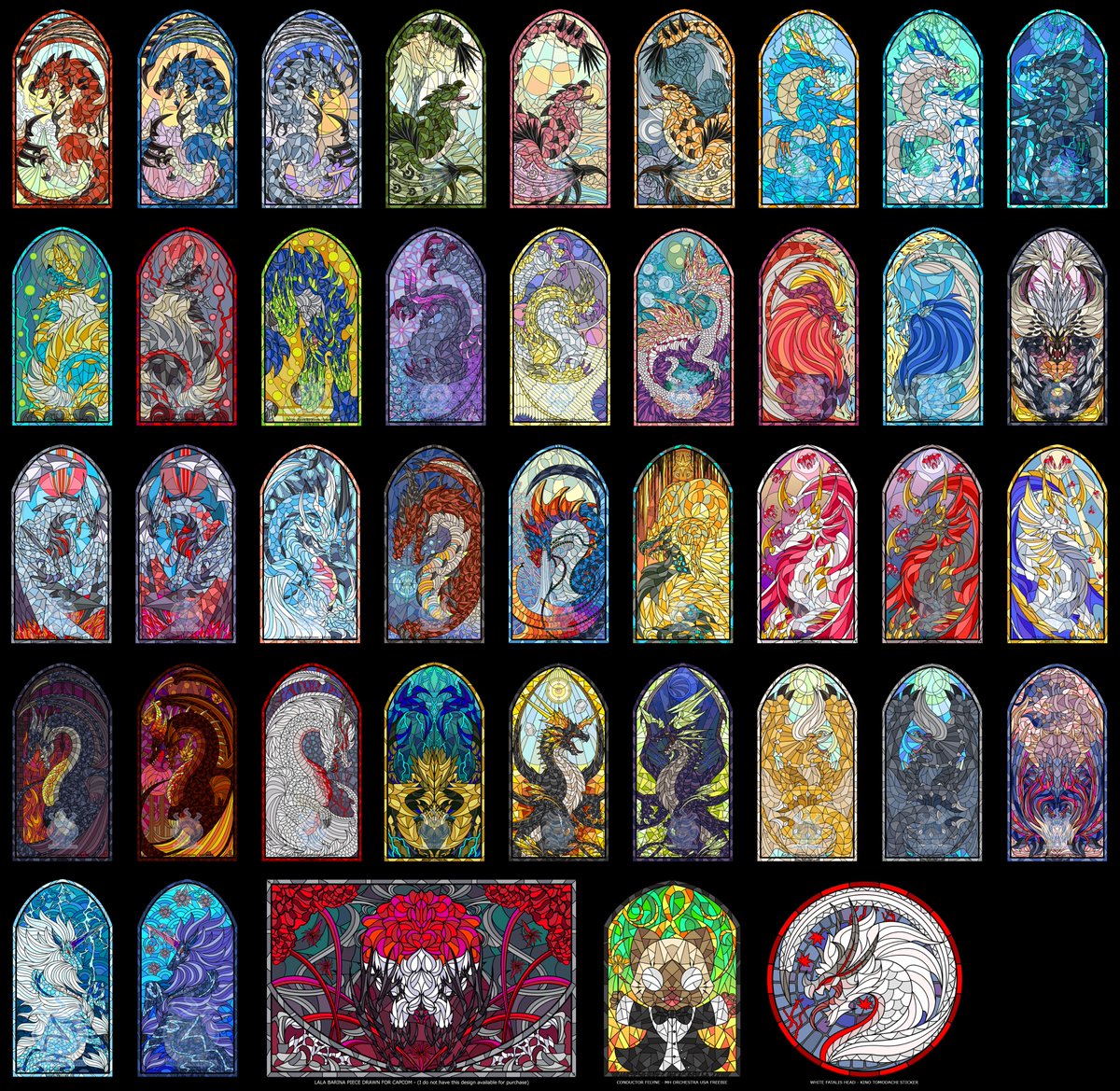 KinoKreations's tweet photo. More monsters added to my list of completed #MonsterHunter Stained Glass Designs :) https://t.co/dVvZkVh0xu
