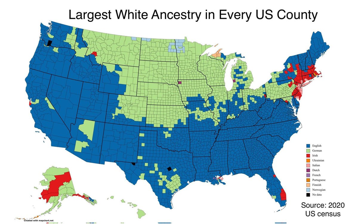 infodexx's tweet photo. Largest White Ancestry in Every US County. https://t.co/GEUEJbMFKV