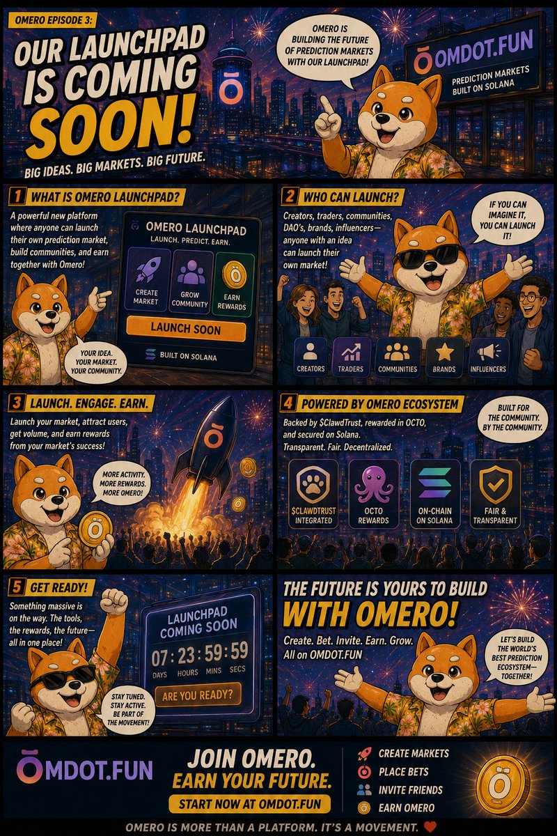 Gprealroy's tweet photo. OMERO EPISODE 3 IS HERE! 🐕🔥

The story continues…

Something BIG is coming to OMERO. 👀

🚀 The OMERO Launchpad is coming soon!

Create your own prediction markets.
Build your community.
Engage. Earn. Grow.

Big ideas. Big markets. Big future. 🌎🔥

The next chapter is about to begin…

Are you ready to launch? 🚀

🐕 OMERO
🌐 https://t.co/pgVbeDJ1t4
☀️ Built on Solana

#OMERO #OMDOTFUN #Solana #PredictionMarkets #Launchpad