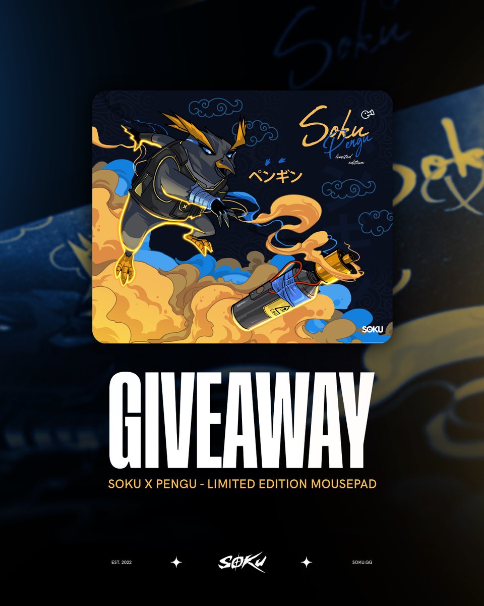 Pengu's tweet photo. GIVEAWAY TIME: Spotted the Pengu X Soku pad used by Bazoka during EWC:) so I figured we should give one away in celebration - 

Simply follow @SOKUGear &amp; Comment anything on this post, I'll draw a Winner on the 24th ( Next monday ) https://t.co/56tuKfzuNY