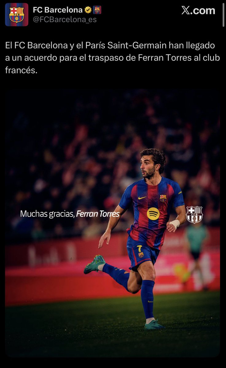 Manutinho_FCB's tweet photo. Mira la diferencia entre el mensaje de despedida que la cuenta oficial del Barça le dedicó a Ferran Torres y el que le dedicó a Jofre Torrents, que ni siquiera es todavía un jugador del primer equipo 😭 https://t.co/qZvJwa4kPd