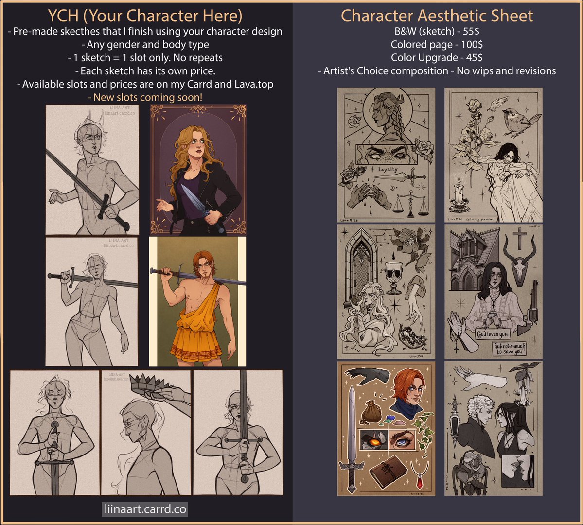 _Liina___'s tweet photo. Updated commission info for autumn! 

✦ Symmetrical Art (lower prices) ✦ Character Art (lower prices) ✦ YCH - new slots coming soon! ✦ Character Aesthetic Sheets ✦ Test slots for my new commission option - info coming soon!

Info/slots/queue - link in bio &amp; thread https://t.co/MxJjz97bRw