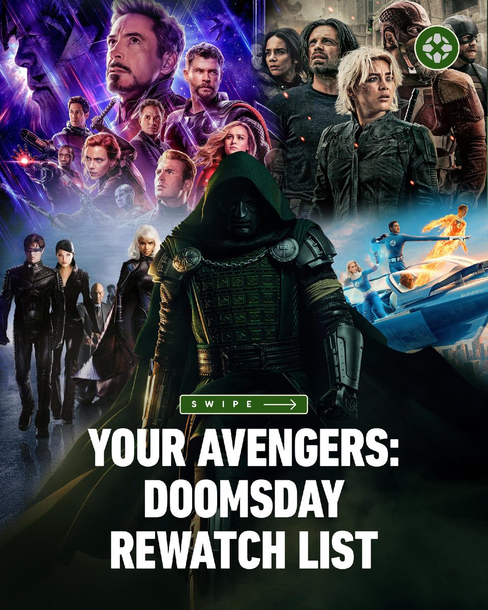 IGN's tweet photo. Disney+ has released an official Avengers: Doomsday preparation watchlist, with 15 Marvel movies and TV shows you should catch up on before December 18, including a few deep cuts like Fox's X-Men and X2. https://t.co/GMWMS7oGJP https://t.co/NU8hSgR7vO