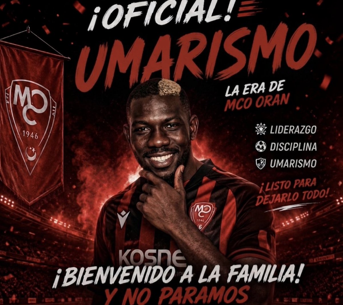 MCOranLE's tweet photo. ¡OFICIAL! 🔥🔴

Llegó el momento. @MontoyaSel95308 viste oficialmente los colores del MC Oran para romperla esta temporada. ⚡️

Calidad, compromiso y una entrega total desde el primer minuto. ¡Bienvenido a la familia! 🔴⚪️ https://t.co/Gjc6oWVhKg