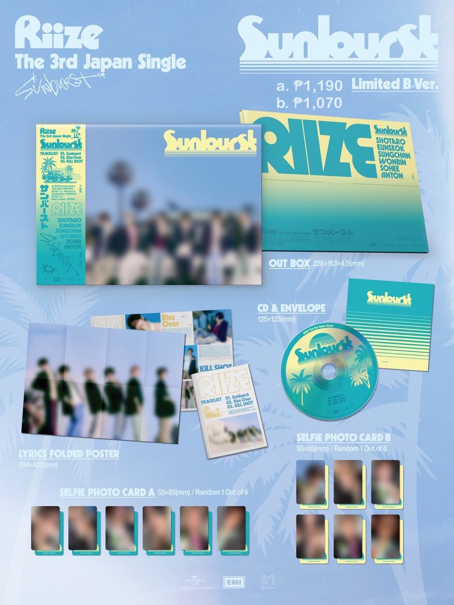 studiontini's tweet photo. [PH WTS/LFB]

PH GO RIIZE SUNBURST ALBUM with UMS POB

— *prices on the pic* ALL IN + LSF

ⓘDOP: PAYO (50%)—Once onhand to JP Add. (RemBal.)
ⓘDOO: 08.20 
ⓘRelease: 08.26
ⓘa. FETA | b. NETA 

💌DM to Order!
⚠️Read the T&amp;C at the link in our bio.

#tonordir https://t.co/I958VB18Xo