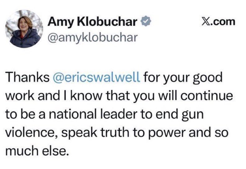 EstergrenSue's tweet photo. @Real_RobN This isn’t aging well. 

Amy Klobuchar said Biden showed no signs of cognitive decline, and thought Eric Swalwell would continue to be a great national leader. https://t.co/FndxCwUNM5