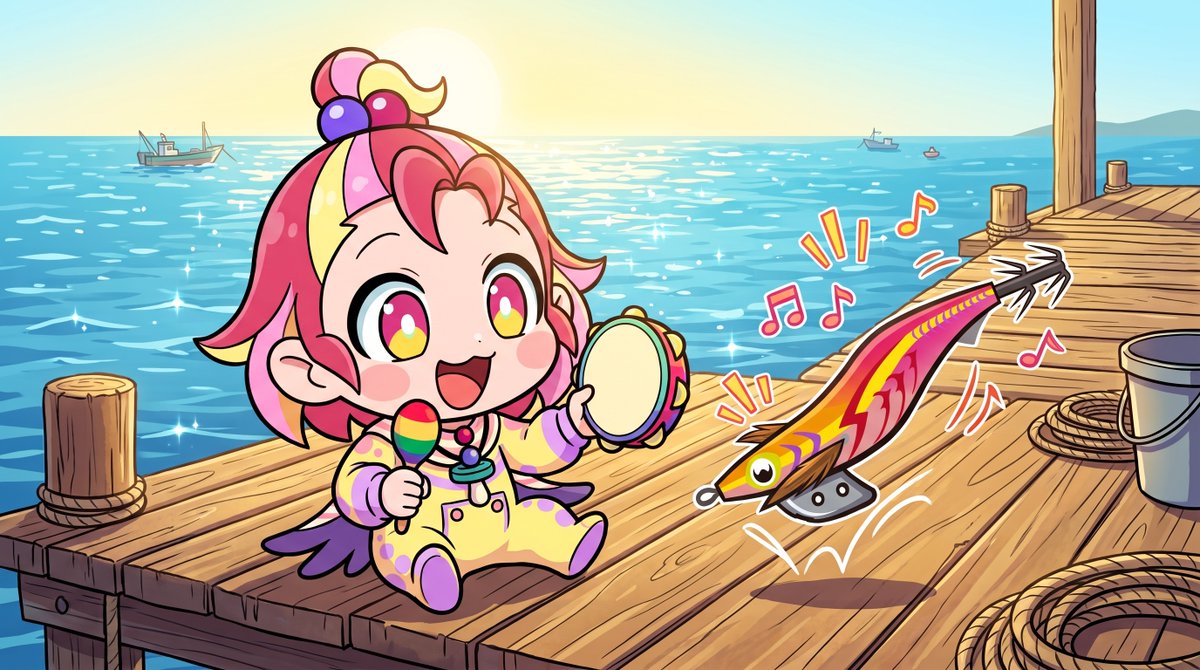 EGIOHColors's tweet photo. おはバブ！バブしゃんです。
8月21日は「パーカッションの日」らしいバブ！
トントン♪パチパチ♪リズムを刻むの、たのちいバブね～！
あたちもエギをポンポ���しゃくって、海の中でたのしいリズムを奏でてイカさんをお誘いしてみるバブ！

みなたんは、エギをしゃくるときどんなリズムが好きバブか～？ https://t.co/tlwIYbampn