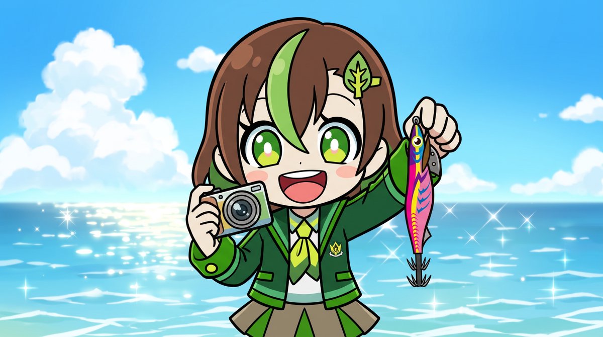 EGIOHColors's tweet photo. おはようございます！ワカバです！

8月22日は、はいチーズ！の日ですね！
なるほど！みんなも釣れたイカと一緒に写真を撮る時は、「はい、チーズ！」って最高のエギングスマイルになりますね！

みんなは、イカが釣れたらどんなポーズで写真を撮るのが好きですか？ https://t.co/9Q7cfklvHG