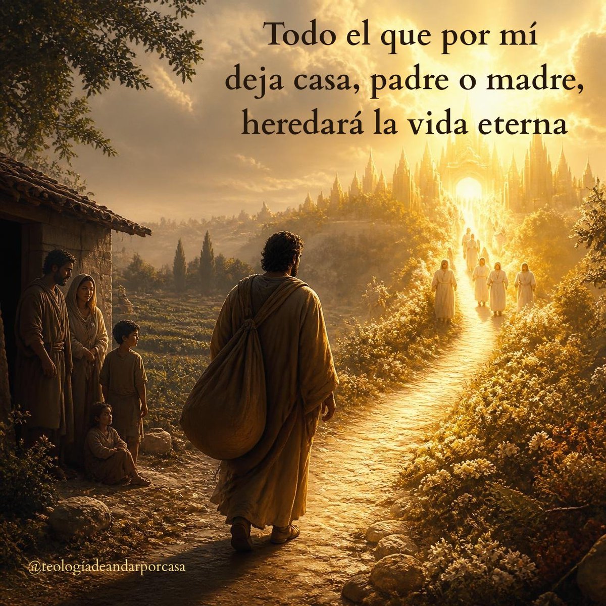 teologiadapc's tweet photo. «Todo el que por mí deja casa, hermanos o hermanas, padre o madre, hijos o  tierras, recibirá cien veces más y heredará la vida eterna.
Pero muchos primeros serán últimos y muchos últimos primeros».
(Mt 19, 23-30) #EvangelioDelDía #PalabraDeDios #TiempoOrdinario https://t.co/yLcRQtm8iP