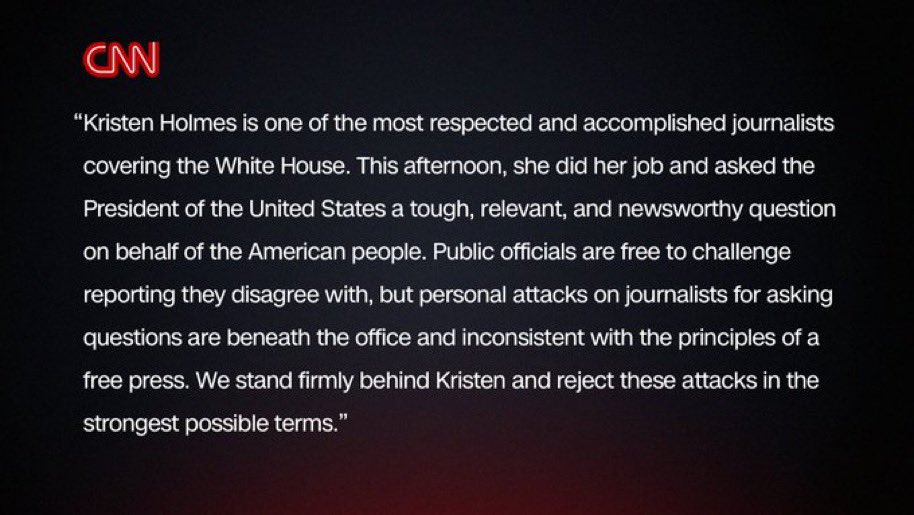 RpsAgainstTrump's tweet photo. CNN issued a statement condemning Trump after he attacked and berated CNN reporter Kristen Holmes in the Oval Office https://t.co/GKOwUStZyB