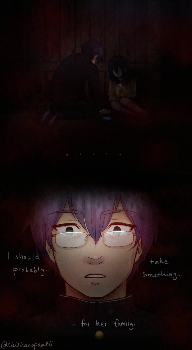 shishanopaatii's tweet photo. book of shadows ch 5 shangri-la, wrong end #4

i always wished people acknowledged this wrong end more, specifically the first half of it, and the implications it has for morishige's character. since it's all a black screen, i gave it visuals. #corpseparty #コープスパーティー https://t.co/LjiRnE4mEI