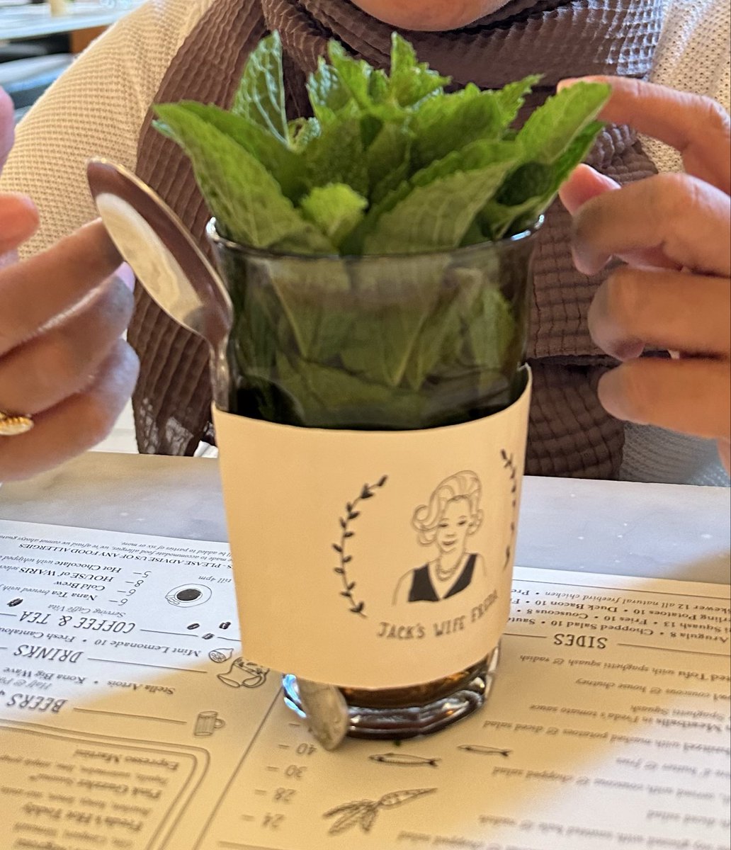 reebsalad's tweet photo. Still think about this “mint tea” we ordered at Jacks Wife Freda which turned out to be more a mint plant 

Still don’t know what the spoon was for https://t.co/5x3P82AkNe