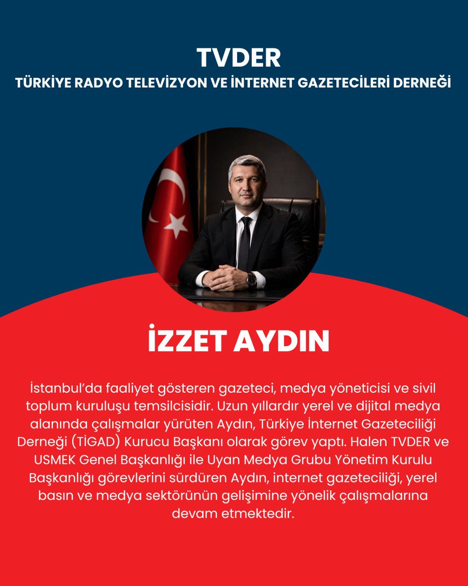 tvderorgtr's tweet photo. Türkiye Radyo Televizyon ve İnternet Habercileri Derneği (TVDER) Yönetim Kurulu üyesi 
👉 İzzet AYDIN ( @izzetaydin_tr ) https://t.co/pMjYwbFjuV