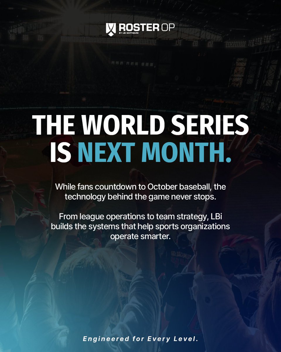 LBiSoftware's tweet photo. October baseball is almost here. ⚾

Behind every team, every roster move, and every game is technology built to keep sports organizations moving forward.

LBi does just that.

#LBiSoftware #SportsTechnology #MLB #Baseball #WorldSeries https://t.co/3Zqi0lwntM
