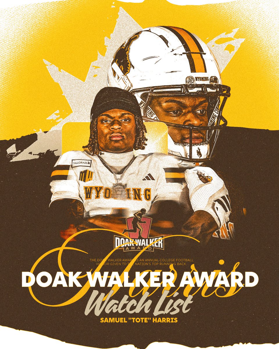 wyo_football's tweet photo. .@Samuel_Harris39 Named to @DoakWalkerAward Preseason Watch List 📋

🔗 https://t.co/caXTjiT1Wu https://t.co/7XAna4M21O