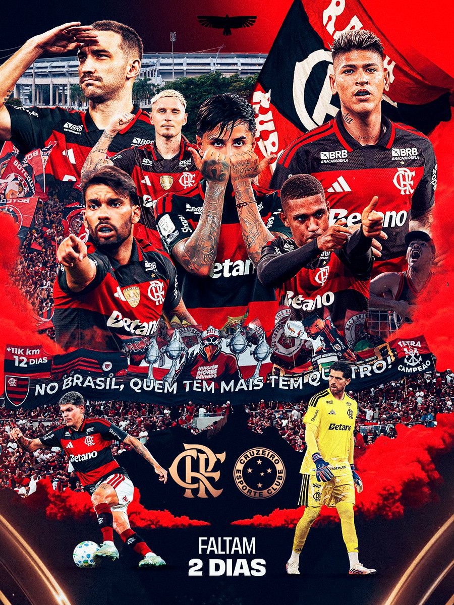 Flamengo's tweet photo. No Brasil, quem tem mais tem quatro. Pelo penta. Faltam 2 dias. https://t.co/jVkZVkFN5D