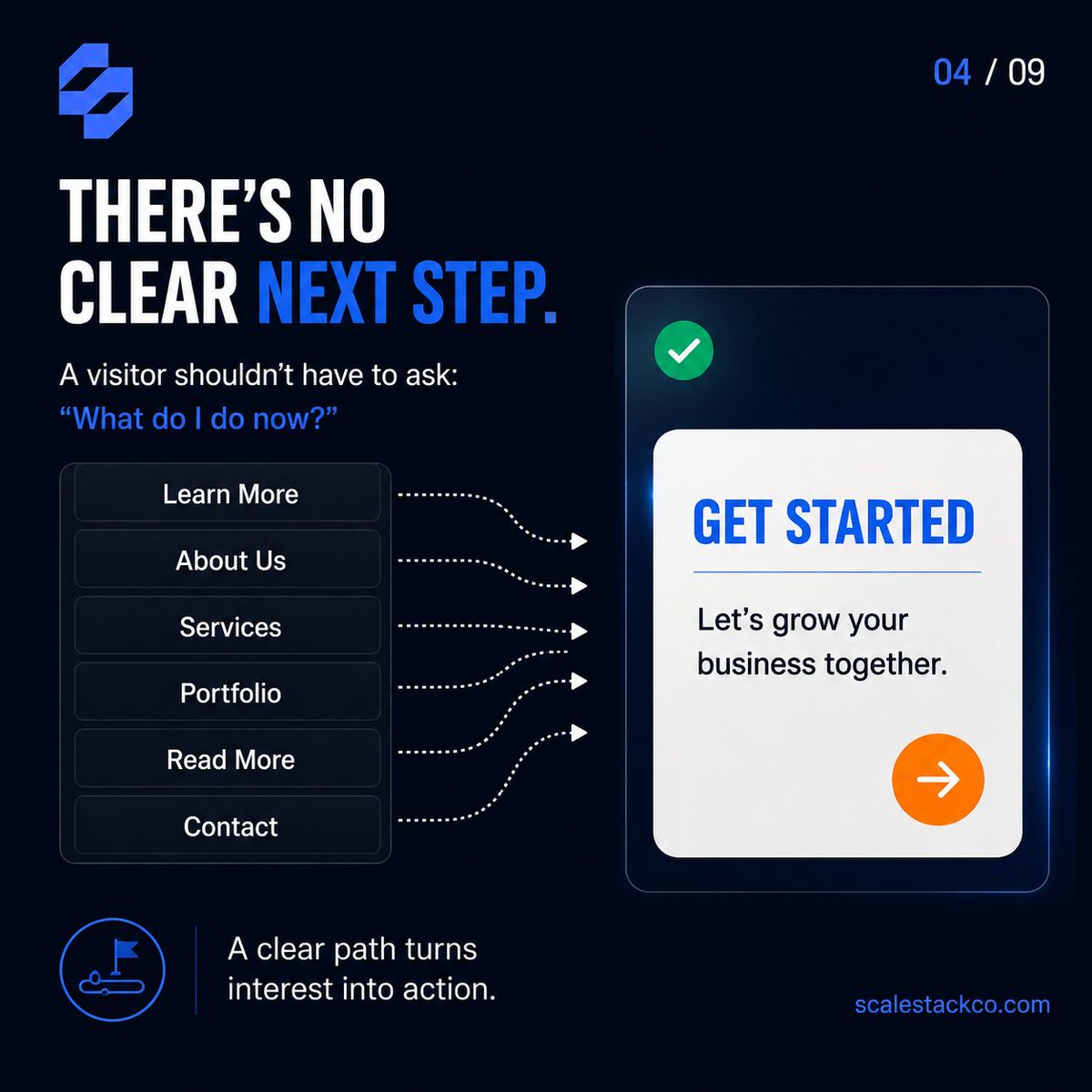 ScaleStack0's tweet photo. Your website looks good... but is it actually making you money?
Most websites don't fail because of poor design—they fail because of poor strategy. Here are 6 reasons your site is losing qualified leads before they ever reach out 👇
#Scalestack #seo #webdesign https://t.co/TlWBxVvRnJ