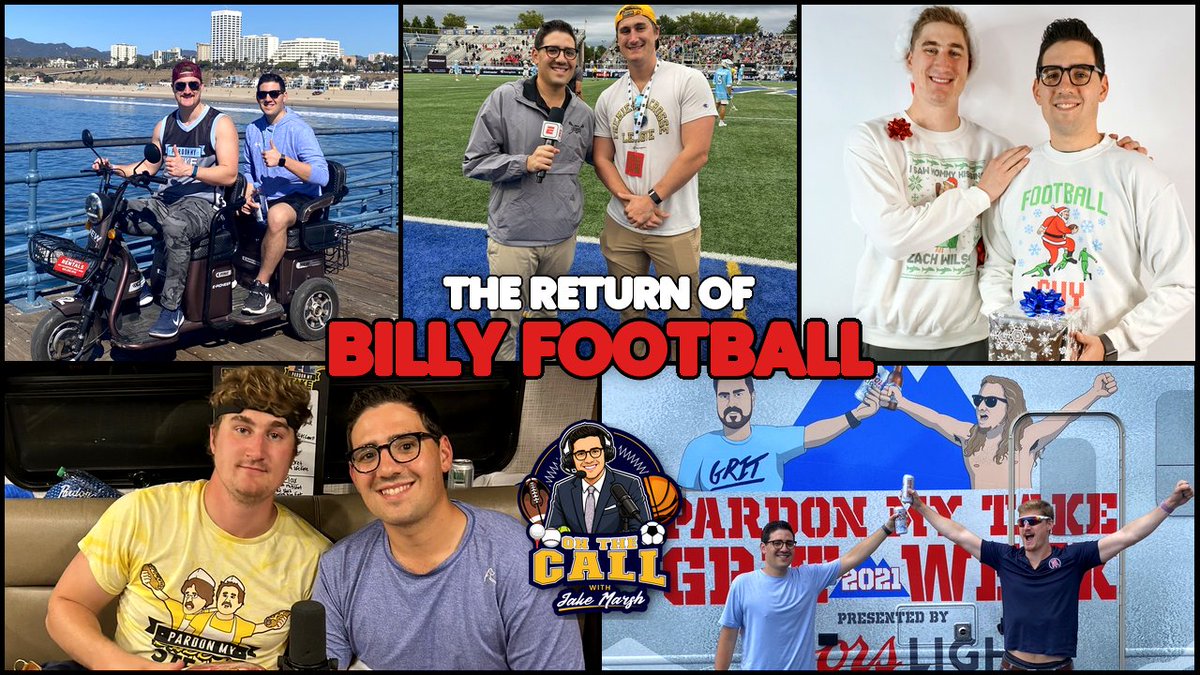 JakeMarsh18's tweet photo. Tonight. 8 PM ET. Exclusively on YouTube.

BILLY FOOTBALL RETURNS!

Subscribe to the channel and watch our hour-long conversation about our time on @PardonMyTake, a life update, and much more.

SUBSCRIBE: https://t.co/u2mnw7AsDP https://t.co/JtfFhs5dAn