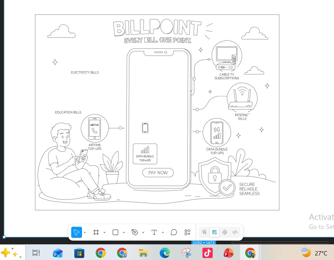 Goodluckatubi's tweet photo. @realbitcoinlord @Blordgroupng @Billpointafrica 

Day 17 of 30  
Decided to do an illustration for Billpoint — a bill payment app.  
Not done yet. Coloring + final touches tomorrow.  
#30DaysOfFigma #Figma #Billpoint #AppIllustration https://t.co/pJgHoorDWc