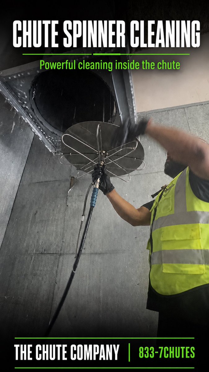 thechutecompany's tweet photo. Our specialized chute spinner delivers powerful cleaning inside the chute—reaching areas traditional methods can miss.

📞 833-7CHUTES
#ChuteCleaning #CommercialCleaning https://t.co/ELXWXTa2yV