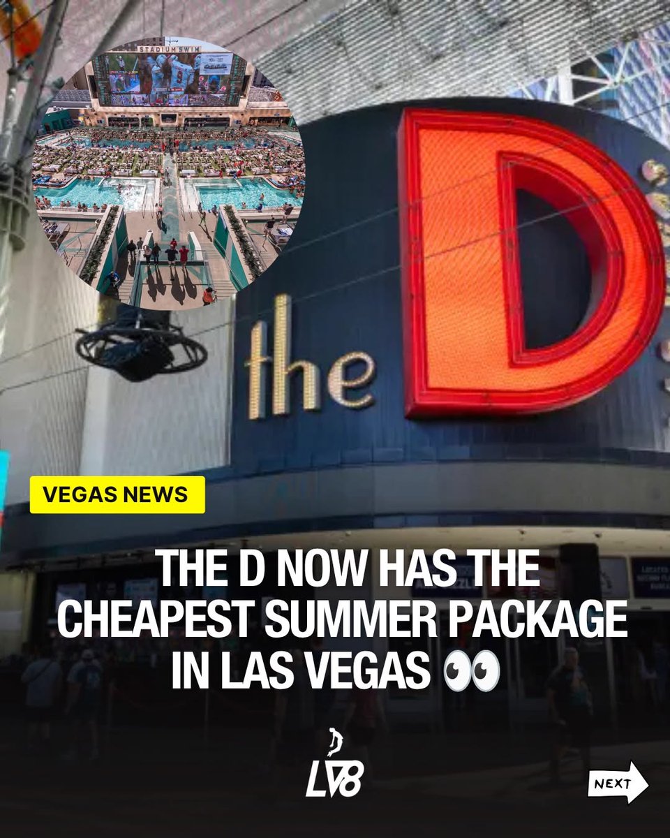 itsdaniel_leo's tweet photo. CHEAPEST SUMMER PACKAGE IN LAS VEGAS! 👀💰

The cheapest summer package in Las Vegas now belongs to The  “All-American Summer Package” is only $100 and gets you:

- a 2-night stay at The D
- $50 beverage credit,
- free access to Stadium Swim at Circa.
... https://t.co/KXuaD6Xy4Q