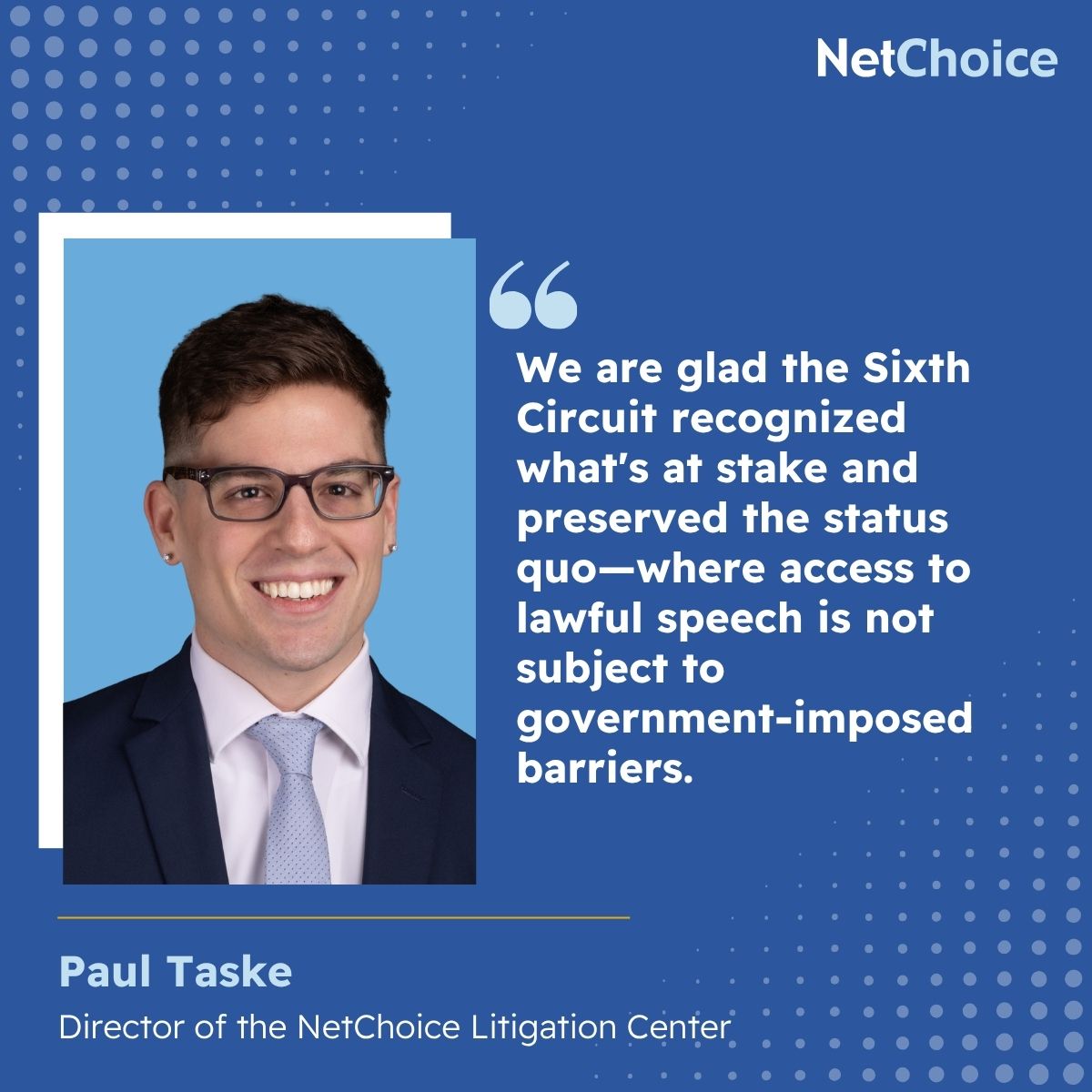 NetChoice's tweet photo. NetChoice Wins Victory for the Status Quo: Ohio's Parental Consent Law on Hold Pending SCOTUS Review ⚖️

CINCINNATI, Ohio—The U.S. Court of Appeals for the Sixth Circuit today granted NetChoice's motion to stay the mandate in NetChoice v. Yost, keeping the appellate court's June 18 decision from taking effect.

"We are glad the Sixth Circuit recognized what's at stake and preserved the status quo—where access to lawful speech is not subject to government-imposed barriers,” said @Paul_Taske, Director of the NetChoice Litigation Center. “Today’s order preserves Ohioans’ First Amendment rights and allows NetChoice time to petition the Supreme Court for review. Ohio’s law would deprive minors of access to lawful speech unless they present a government-mandated permission slip. That simply does not square with the First Amendment. We remain confident the law will ultimately be struck down."

The underlying case challenges Ohio's Parental Notification by Social Media Operators Act, which requires covered websites to obtain verifiable parental consent before allowing children under 16 to create accounts. The U.S. District Court for the Southern District of Ohio had granted summary judgment to NetChoice and permanently enjoined the law, finding it an unconstitutional, content-based restriction on speech.

The Sixth Circuit’s split decision broke with a clear national consensus. Federal courts across the country have repeatedly blocked similar laws in states like Arkansas, Louisiana, and Georgia because they violate basic First Amendment principles. Websites possess clear editorial discretion to curate online communities under Moody v. NetChoice, and the government cannot sentence speech on the internet to death by a thousand cuts.