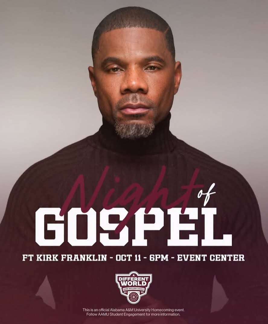 RCityscope's tweet photo. JUST ANNOUNCED‼️

Kirk Franklin is Headlining Night of Gospel at Alabama A&amp;M University! https://t.co/LMhsTmBH6X
