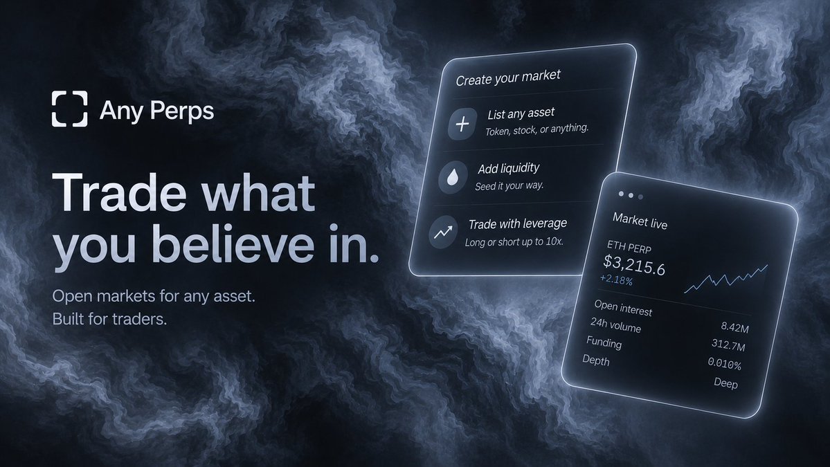 AnyPerps's tweet photo. Perpetuals shouldn’t stop at the assets already listed.

Any Perps opens the door to new markets where anyone can list, provide liquidity, and trade. https://t.co/Uk5nJvJ7GI
