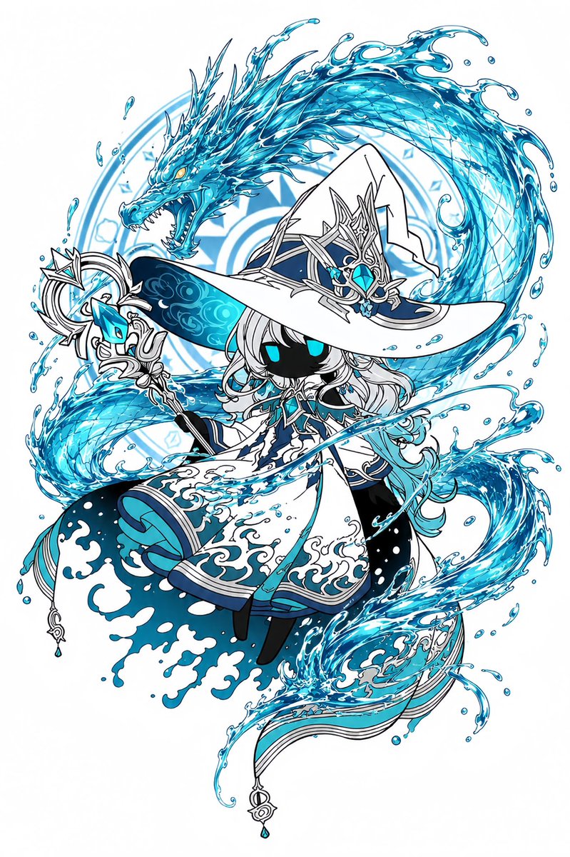 yona21_ai's tweet photo. おはよ〜☀️

今日は水龍の魔女さん💧🐉

1日涼しくなれ〜！ https://t.co/V9qmCHHELf