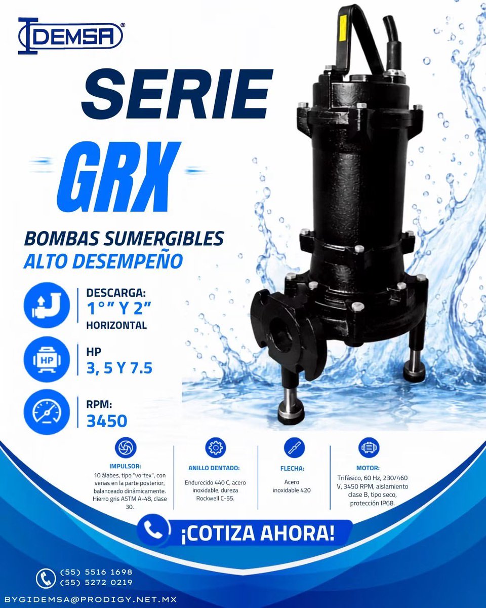 Idemsa's tweet photo. 🚀 POTENCIA QUE NO SE DETIENE. SERIE GRX 💧

La solución ideal para aplicaciones que exigen alto desempeño, resistencia y confiabilidad. 🔧⚙️

Diseñada para trabajar duro y ofrecer resultados confiables.

📲 ¡Cotiza ahora y lleva tu proyecto al siguiente nivel! https://t.co/FPRqSysVbk