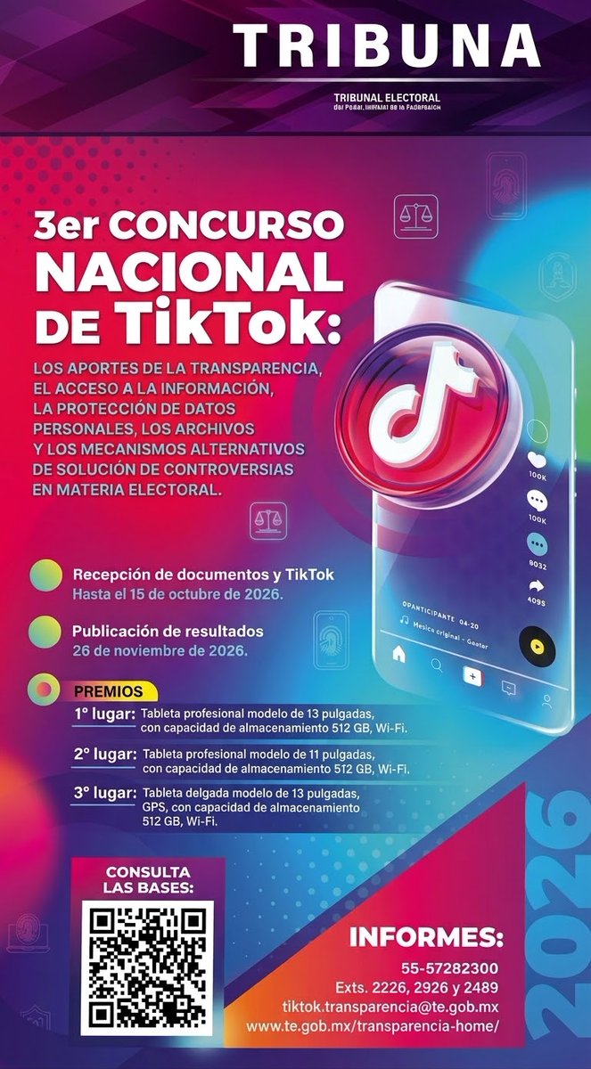 INEJALISCO's tweet photo. Tercer Concurso de Tiktok
"Los Aportes de la Transparencia, el Acceso a la Información, la Protección de Datos Personales, los Archivos y los Mecanismos Alternativos de Solución de Controversias"
Consulta la convocatoria y las bases en:
https://t.co/Xcvui2xCUA https://t.co/BqsoPhRo5S