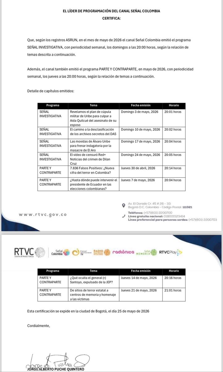 Danielbricen's tweet photo. La Revista RAYA recibió de Hollman Morris más de 2.600 millones de pesos para hacer “investigaciones”.

Aquí les dejo el listado de “investigaciones” que durante año y medio soltaron en RTVC. 

Nada contra el gobierno Petro

Acabar con la máquina de propaganda es una gran noticia https://t.co/sxyCFKTW4K