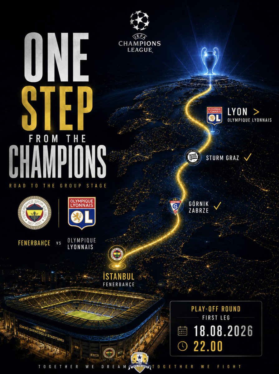 UntilTheGraveFB's tweet photo. 🏆 #UCL Play-off 1. Maç 

🆚 Olympique Lyon
🗓️ 18 Ağustos Salı 
🕙 22.00 
📍 Fenerbahçe Şükrü Saracoğlu Spor Kompleksi 
📲 #UCL #FBvOL https://t.co/6MDllVAjJZ