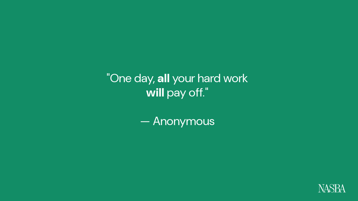 NASBA's tweet photo. Study now. CPA later. #MondayMotivation #CPAExam #StudyMotivation https://t.co/05tdpRSSmY