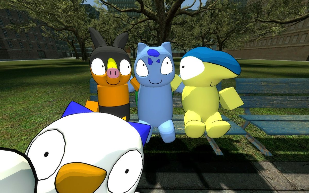 EShakes64's tweet photo. Starters - a photo in the park!! ✨✨ #starters #movieunleashers #tepig #bulbasaur #cyndaquil #oshawott #pokemon #gmod https://t.co/1YBiNTqMa2