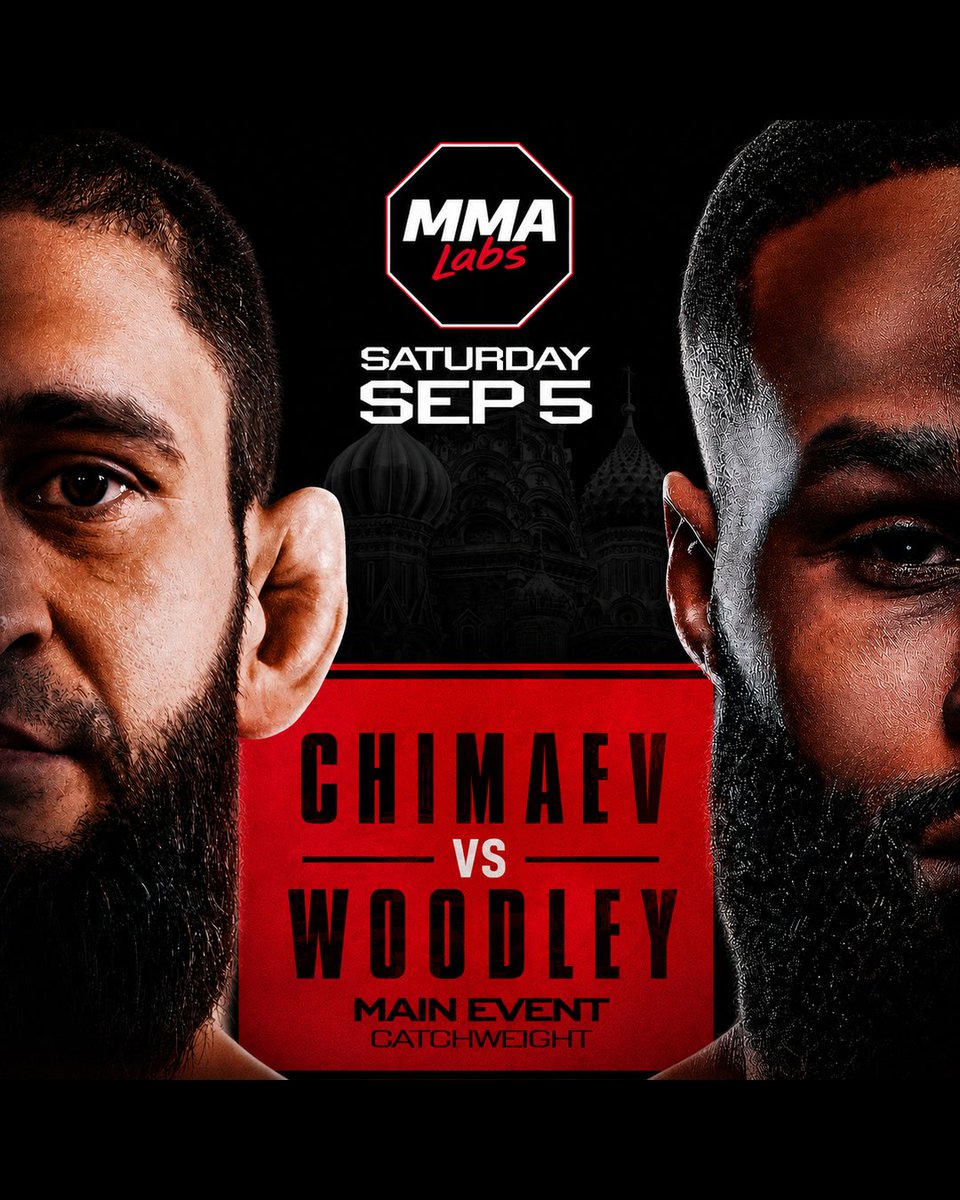 MMALabsNetwork's tweet photo. Khamzat Chimaev is back in the RAF and ready for war! 🔥 He takes on Tyron Woodley in a massive main event. Two dangerous fighters. One huge showdown. Who are you picking?

#KhamzatChimaev #TyronWoodley #MMA #RAF #RealAmericanFreestyle https://t.co/l9fLBytKlW