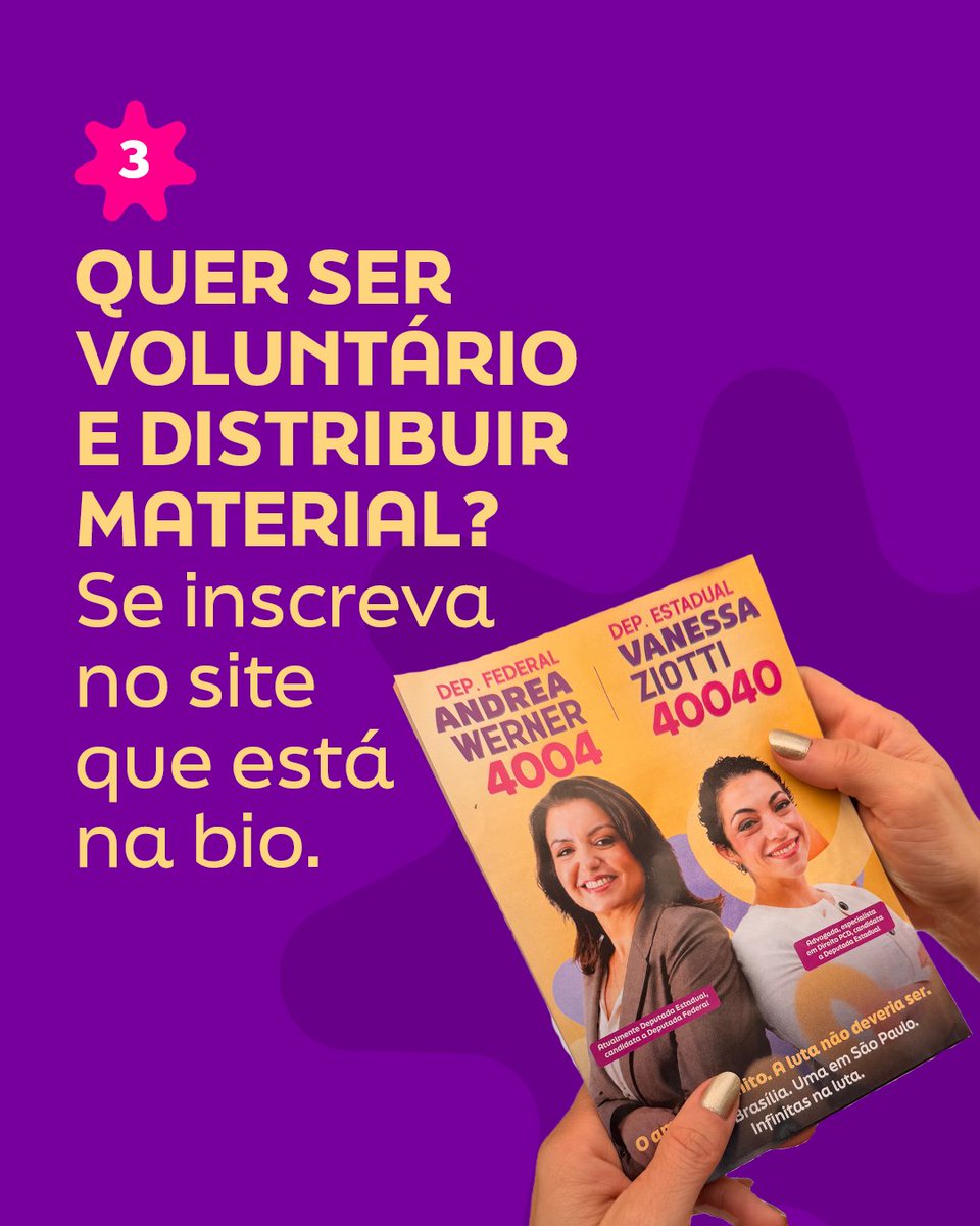 andreawerner_'s tweet photo. 4️⃣0️⃣0️⃣4️⃣ Andréa federal e 4️⃣0️⃣0️⃣4️⃣0️⃣ Vanessa estadual, uma em Brasília, uma em São Paulo e infinitas na luta. Compartilhe esse post com sua rede!

Materiais - https://t.co/CF4487kZbO
Vaquinha - https://t.co/jDrfIA2eaO

#aw4004 #aw #deputadafederal #vz40040 #vz #deputadaestadual https://t.co/5D91UmJIEU