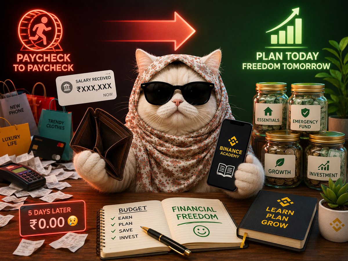 MyFurfolio's tweet photo. Why work 160 hours a month just to be completely broke five days after payday?

​That first salary notification feels incredible, but blowing it instantly on an upgraded lifestyle keeps you trapped on a financial treadmill forever.

​Divide your income the moment it hits your bank account. 

Cover real essentials first, lock away an emergency fund, and set aside a tiny portion for long-term growth.

Spreading your cash prevents a total collapse when one area fails, while spending without learning risk rules is just giving your hard work away.

​Want to stop surviving paycheck to paycheck and actually build real independence?

​Head over to @BinanceAcademy for free, simple guides on smart budgeting and risk management before making big moves.

​Make your income buy your future freedom, always!

​#Binance #BinanceAcademy #LearnWithBinance #FinancialLiteracy